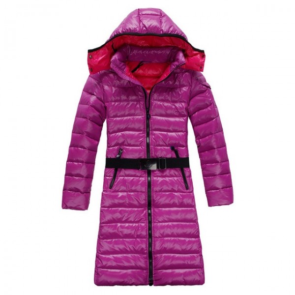 Moncler rosa lunga Mock colletto e cintura Donna Cappotti uscita